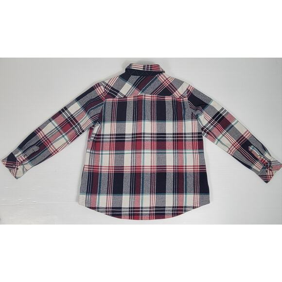 Orvis Womens Large Plaid Tartan Red Blue‎ Shacket Jacket Fleece Lined 1316588 - Picture 6 of 10